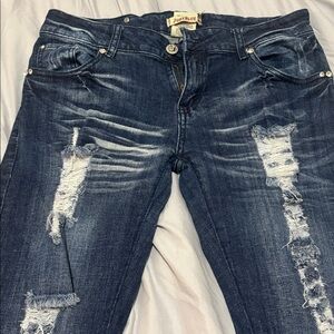 Judy Blue Size 11 Distressed Bling Bootcut Mid-Rise Jeans JB8925 32" Inseam